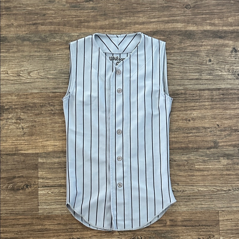 Wilson Boy’s Grey Pinstripe Sleeveless Jersey